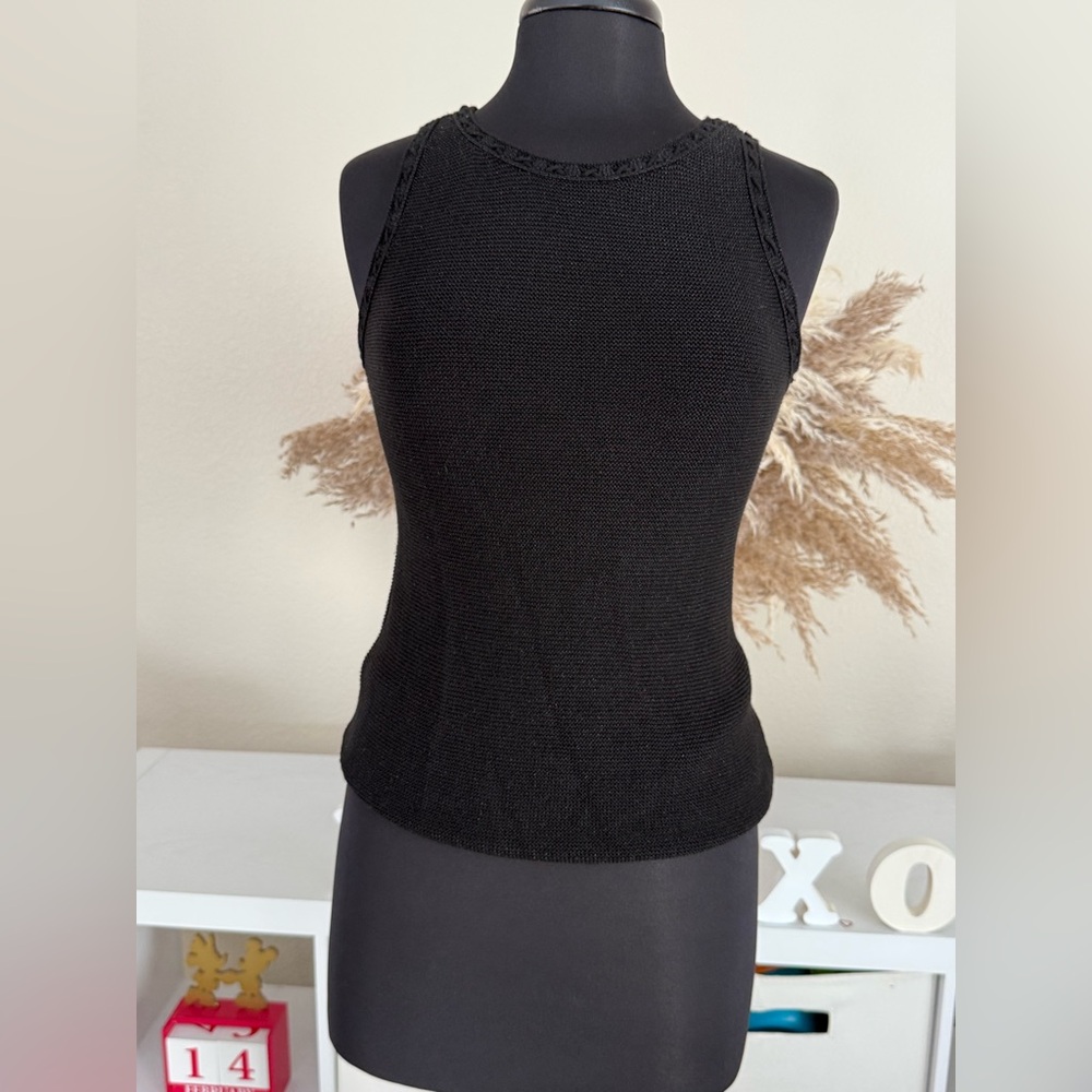 White House Black House - Elegant Black/ Silver Sleeveless Tank Top/Sweater